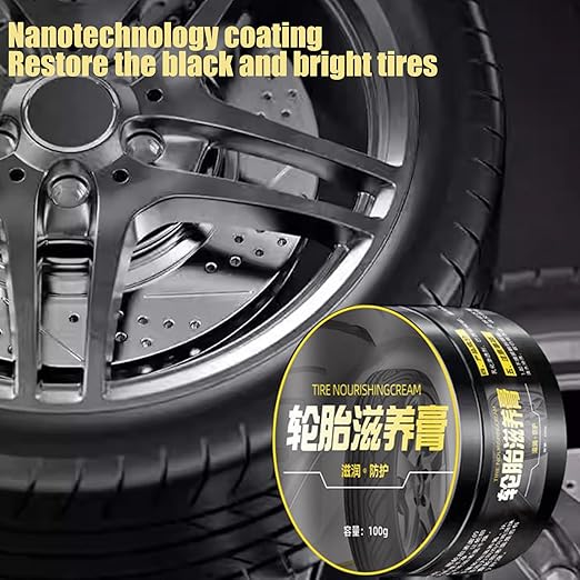 Tire Polish Paste – Stain Remover Cream, Multipurpose Wheel Cleaner | Glossy Tire Dressing Solution, Rim Restoration Polish, Auto Detailing Gel for Vehicles, Workshop, Garage, Cleaning Station, Car