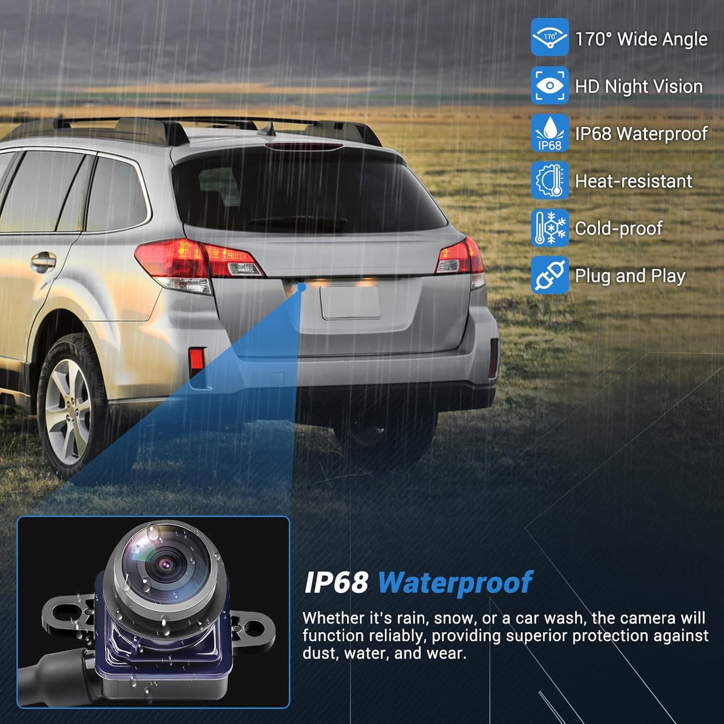 56054157AA Rear View Backup Camera Compatible with 2011-2016 Chrysler Town & Country 2011-2020 Dodge Grand Caravan HD Color Night Vision Waterproof Backup Camera 4672639AA CH1960103