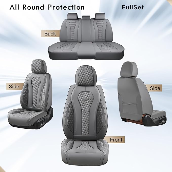 Coverado Seat Covers, Car Seat Covers Full Set, Gray Car Seat Cover, Car Seat Cushion Waterproof, Car Seat Covers Front Seats Back Seat Covers, 8839 Car Seat Protector Universal Fit Most Cars
