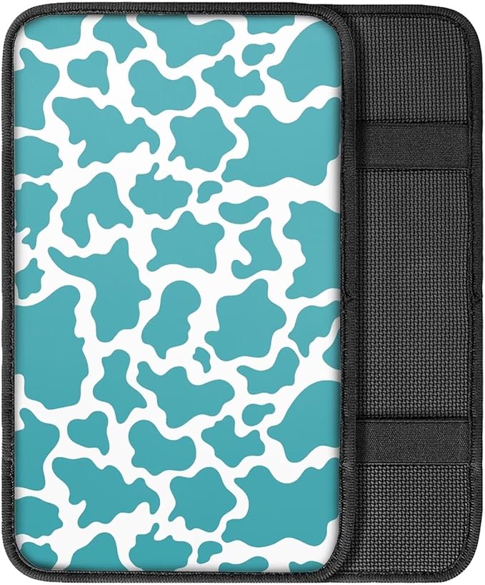 Dreaweet Car Center Console Cover Cute Blue Cow Print Car Accessories for Women Girly Universal Car Armrest Cover for Truck SUV Sedan,Car Arm Rest Cover Pad