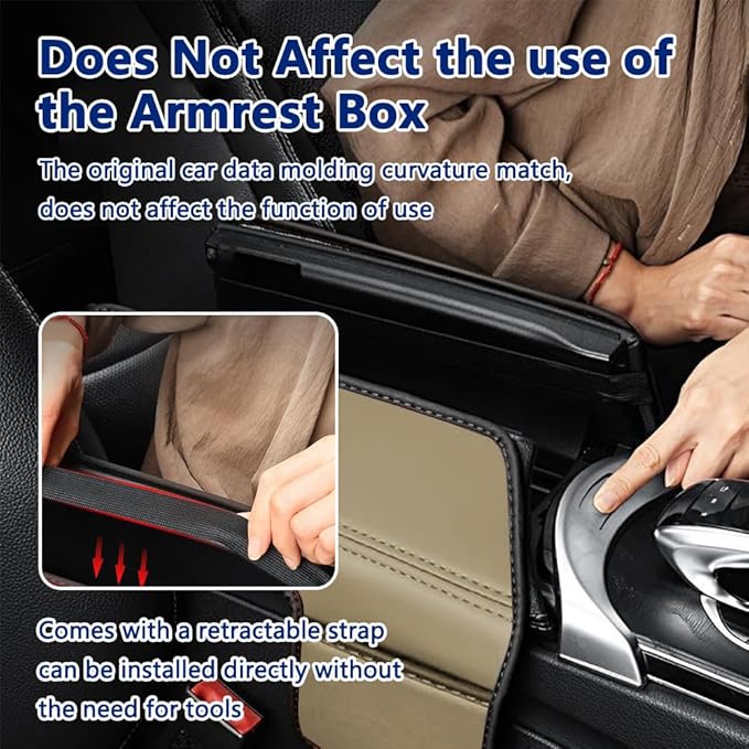 Center Console Cover Compatible with Mercedes Benz E Class W213 E200 E250 E300 E400 E450 2017-2023 and GLS Class C257 CLS450 2019-2023 Armrest Cover Pad Leather Cushion Protector with Pocket