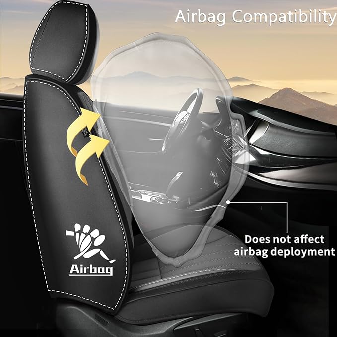 Car Seat Covers Fit for Kia Sorento 2007-2023 2024 2025: Front Set Waterproof Leather Vehicle Seat Cushion Luxury Automotive Protector Easy to Install(2 Seats, Black&Grey)