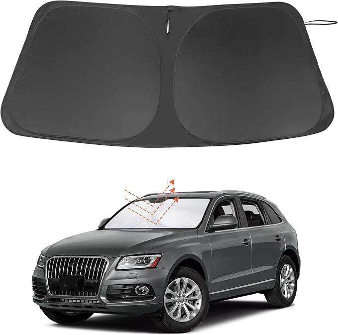 Windshield Sun Shade Custom Fit for 2009-2017 Audi Q5/2014-2017 Audi SQ5 Accessories Foldable Sunshade Sun Blocker Protect Car from Sun Rays & Heat Damage Keep Car Cooler