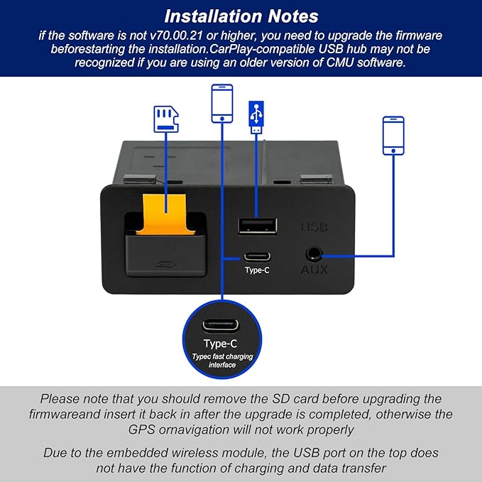 Mazda Type-C Wireless Carplay Retrofit Kit, TK78-66-9U0C OEM Media Hub to MZD Connect System, Compatible with Mazda 2/3/6/CX3/CX5/CX9/MX5 2015-2020 (Only Supporting Wireless Carplay, NO Android Auto)