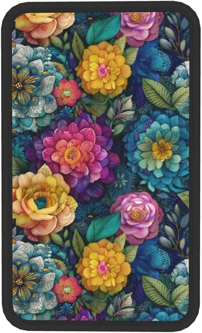 Boho Flower Center Console Cover Art Botanical Bohemian Armrest Pad Protector Abstract Wildflower Arm Rest Seat Box Cover Cushion