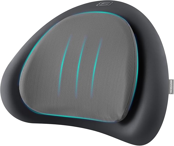 Skechers Lumbar Pillow Premium Memory Foam, Double-Layer-Office Chair Cushion for Tailbone Pain Relief,Butt Pillow for Office Chair,Car seat Cushion,Long Sitting Office Workers,and Car Drivers,Grey