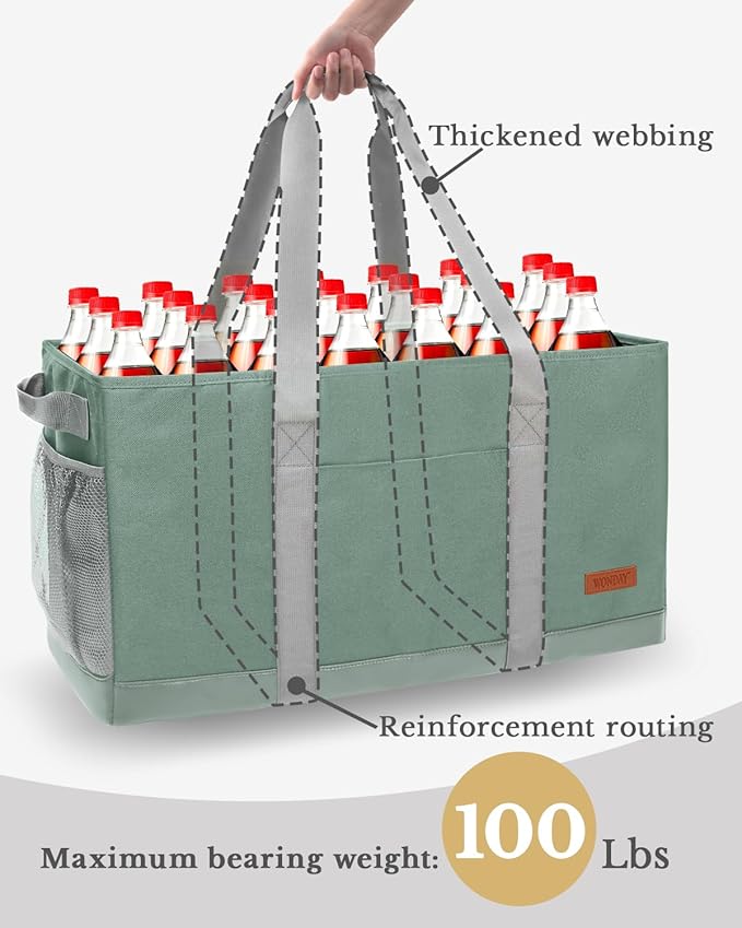 WONDAY Extra Large Utility Tote Bag - Standing Reusable Grocery Bag with Handle