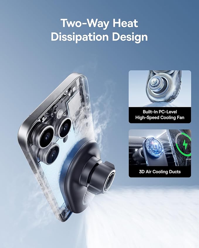 Baseus Qi2.2 Certified 25W for MagSafe Car Mount Charger, Ultra-Thin Fast Charging Wireless Charger Car Phone Holder, 360° Rotatable Magnetic Phone Mount for Car Air Vent, for iPhone 17/16/15/14