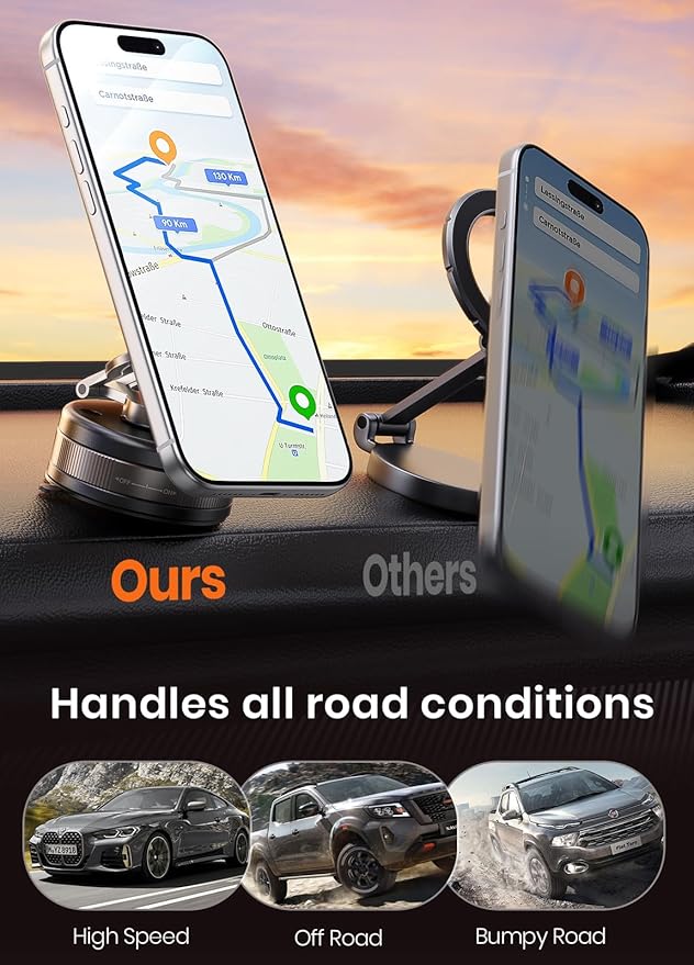 2026 Car Phone Holder for Magsafe [78+LBS Strongest Suction & 2400gf Magnetic] 360° Adjustable Car Suction Phone Mount, Phone Holders for Your Car for iPhone 17 Pro Max 16 15 14 13 12 Air Plus