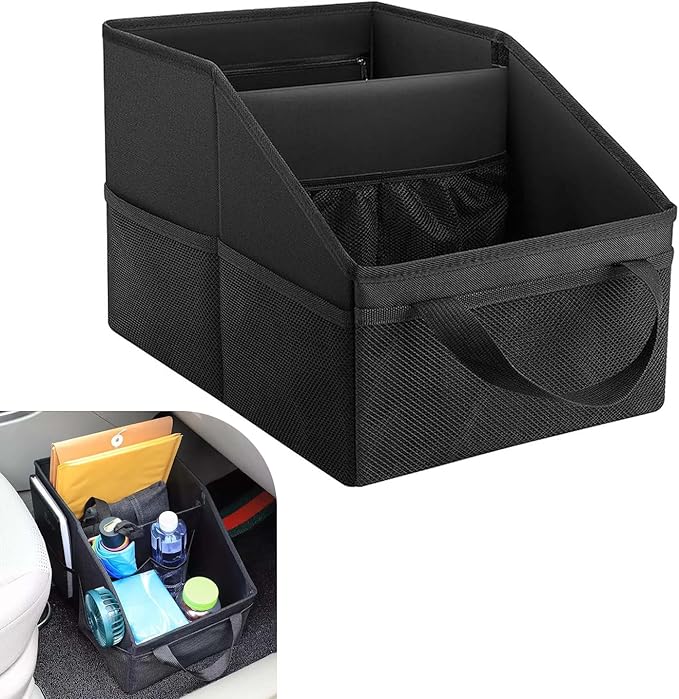 Car Seat Organizer, Back Seat Organizer, Collapsible Small Car Seat Storage Organizer with Handles and Mesh Pockets, Auto Backseat Organizers for Front/Rear Consoles Back Seats Traveling