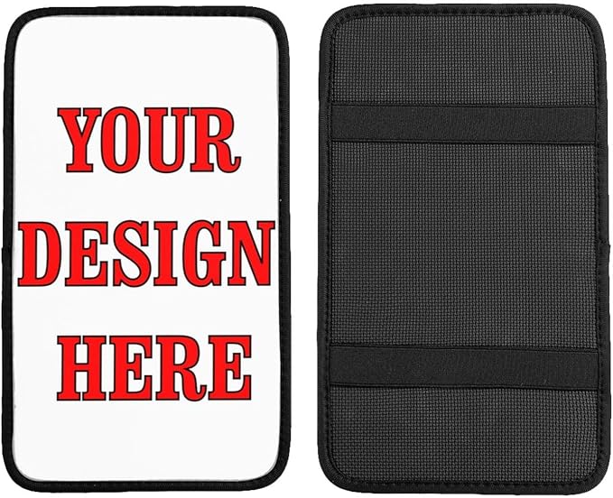 Custom Car Armrest Cushion Add Your Logo Text Image Photo Custom Personalise Auto Center Console Armrest Pad Cushion Universal Deco Pad Center Console Cover for Car Seat Handrail Box 7.5x12.6in
