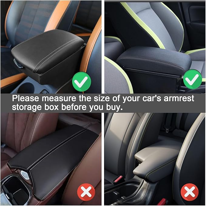 Car Center Console Cover,Leather Armrest Cover Cushion with 2 Storage Bags Universal Car Armrest Seat Box Pad Car Interior Accessories Protector for Most Vehicle(Beige)