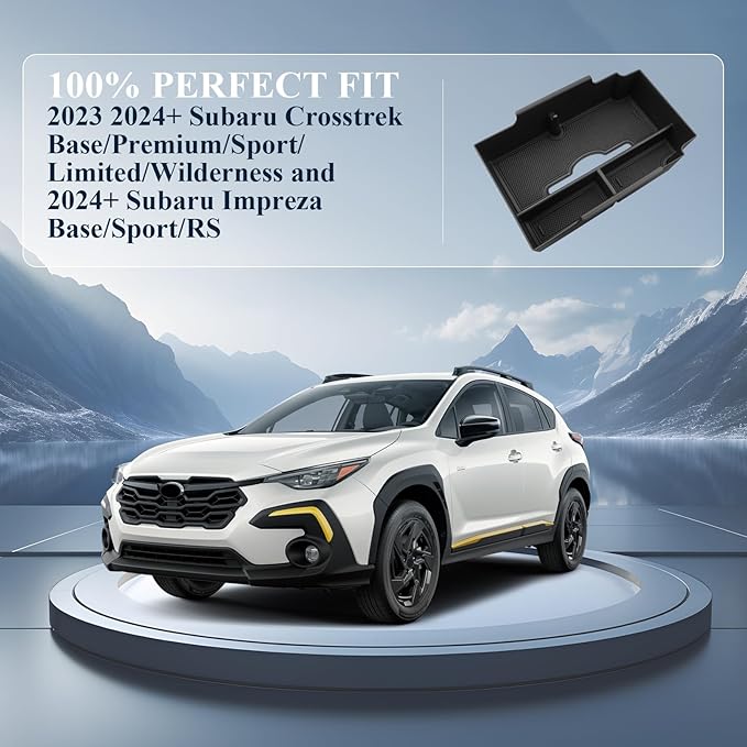 BIBIBO Upgraded for 2024-2026 Subaru Crosstrek Center Console Organizer Tissues Holder 2023-2026 Subaru Crosstrek/2026 Crosstrek Hybrid &2024+ Subaru Impreza Console Insert Tray Tissues Box Crosstrek