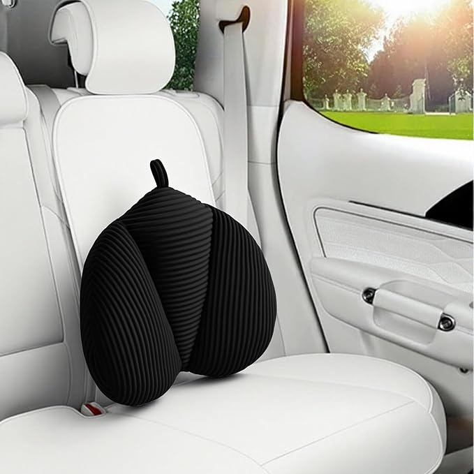 Lumbar Support Pillow for Recliner, Back Support Pillow for Office Chair, Back Cushion with Shredded Foam for Back Pain Relief & Reading, Lumbar Cushions for Couch, Sofa Seat, Car, Black