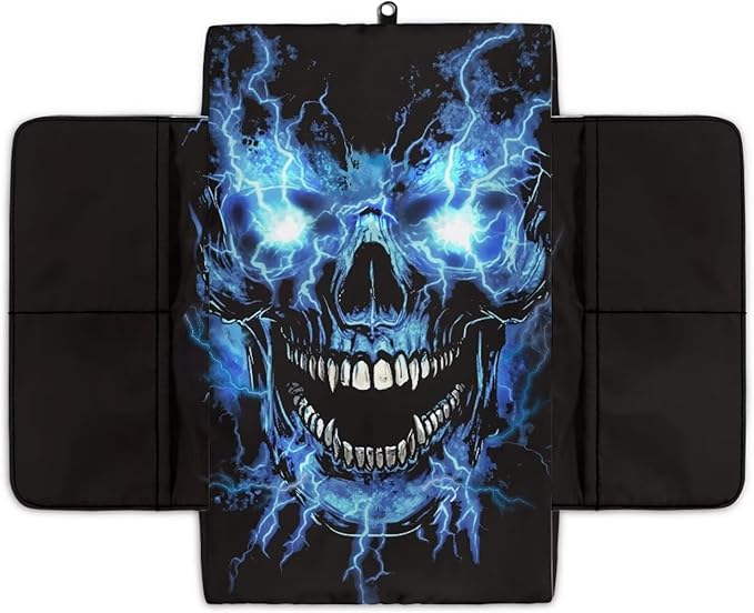 Tupalatus Cool Skull Car Center Console Cover Waterproof Armrest Cushion Cover Pad Breathable Car Center Console Replacement with Storage Pockets for Most Vehicle, SUV, Truck, Car