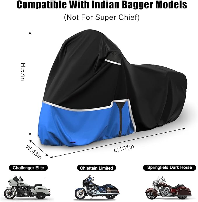 Waterproof Motorcycle Cover Replace for Indian Chieftain/Challenger, 420D Oxford Cloth Customized Motorcycle Cover for Snow Rain Dust Protection