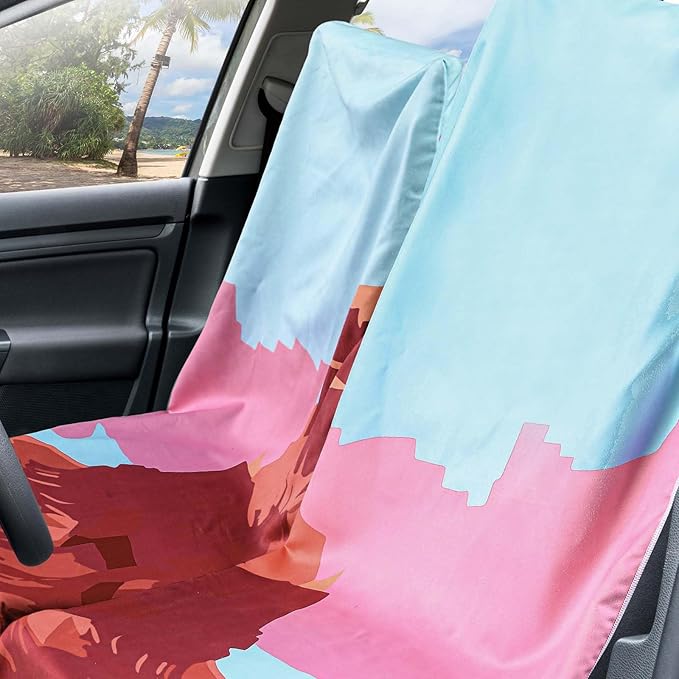 2 Pack Car Seat Towel Covers with Storage Bag 63 x 32 Inch Athletic Running Towel Seat Sweat Washable Non Slip Cover Gift for Car Outdoor Sport Activities (Grand Canyon)