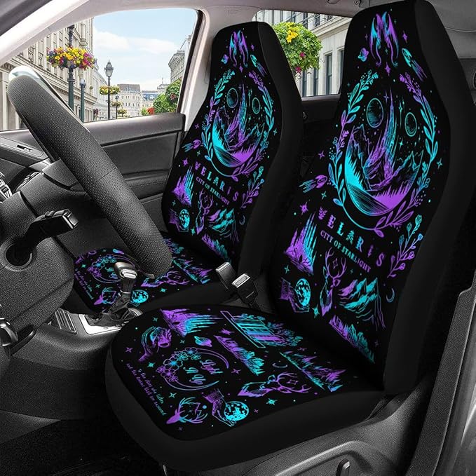 GENANY Acotar Velaris Car Seat Covers Set of 2, Breathable Front Seat Covers for Truck Sedan SUV, Bookish Car Accessories, Bookish Gift for Women Men