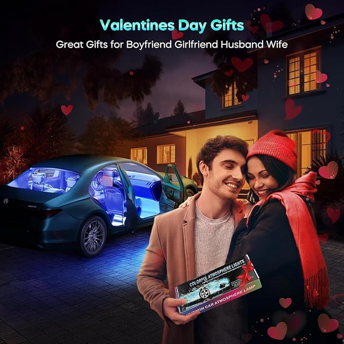 Car LED Lights Interior, LED Lights for Car Accessories Interior with Remote Control, Truck Inside Lights with DIY Mode and Music Mode, Ambient Lighting for Cars SUVs Trucks with Car Charger, DC 12V