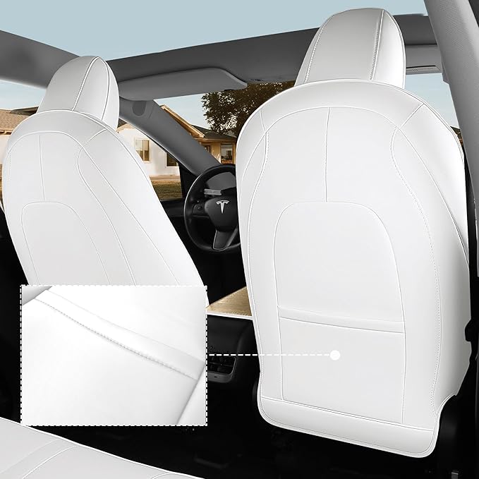 for Tesla Model Y Car Seat Cover Custom Fit 2020 2021 2022 2023 2024 Crocodile and Nappa Leather Seat Cover Full Set Interior Accessories (Crocodile Skin Golden+White)