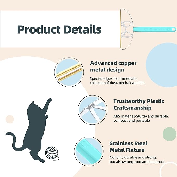 MAX LINTPLUS Pet Hair Remover – 2X Larger Cleaning Head, Adjustable 2-in-1 Handle (Extended & Compact Modes), Effortless Fur Removal from Carpets, Furniture, Bedding & Upholstery