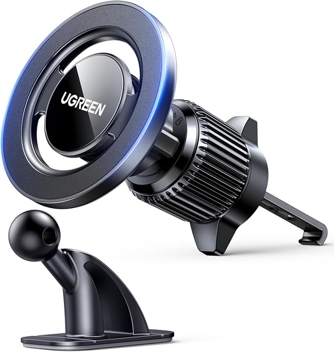 UGREEN Car Phone Mount for Magsafe Magnetic Phone Holder Car Air Vent Dashboard Car Accessories Compatible with iPhone 17 16 15 14 13 12 Pro Max, Strongest Magnet Black