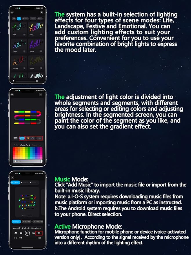 Dreamcolor Interior Acrylic Car Light Strip, 2 in 1 Car LED Strip Light with APP Control 43.3 Inches Fiber Optic Ambient Lighting Kits, Multi-Modes Sound Sync Neon Lights