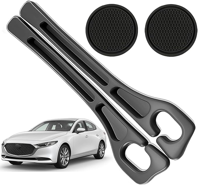 Car Seat Gap Filler Organizer Compatible with Mazda 3 Accessories Seat Gap Plug Blocker with Storage Slot Non-Slip Car Cup Holder Coaster Black