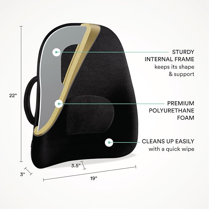 ObusForme Wideback Backrest Support - Wide Padded Seat Cushion and Lumbar Support Pillow, Portable Posture Support with Soft and Durable Foam