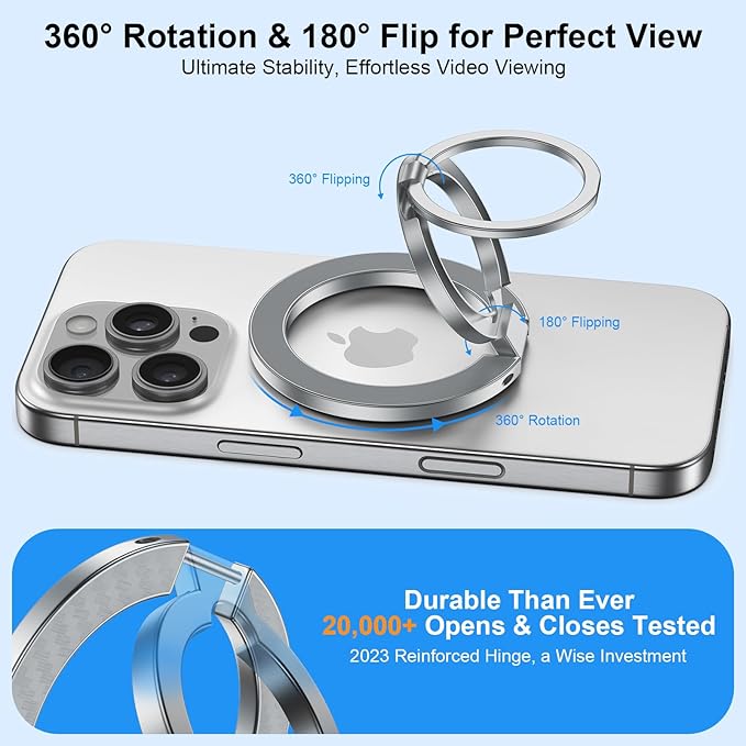 Magnetic Phone Grip Holder for MagSafe Kickstand Gym Phone Grip Stand Dual-Sided Magnetic Finger Ring for iPhone 17 16 Pro Max 16e 15 14 13 12 Samsung S25 Edge S24 S23 S22 S21,for Wireless Car Mount