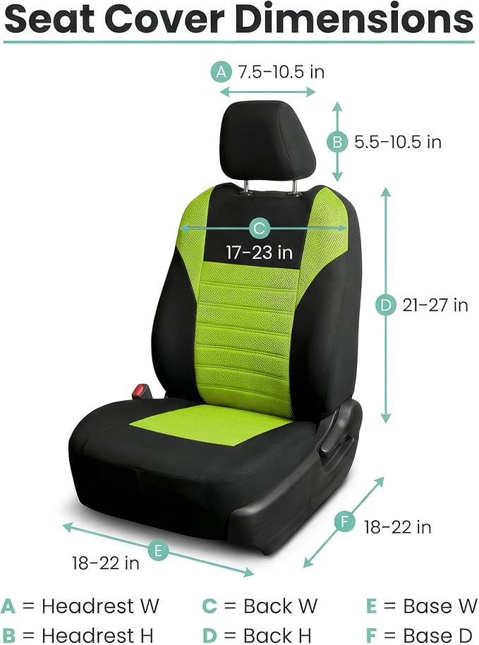 FH Group Automotive Car Seat Covers Front Set Premium 3D Air Mesh Front Seat Covers, Airbag Compatible Universal Fit Interior Accessories for Cars Trucks and SUVs - Green