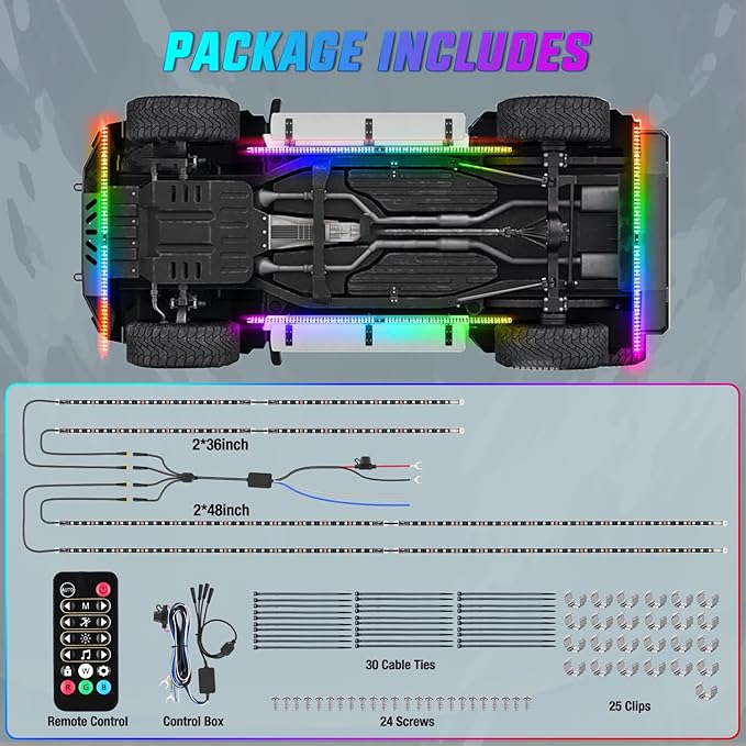 Nilight 8Pcs Aluminum Underglow Neon Accent Strip Lights 396 LEDs Dream Color Door Assist Multi Modes Sound Active Function Music with APP, Remote Control Underbody Light for Car Truck RV