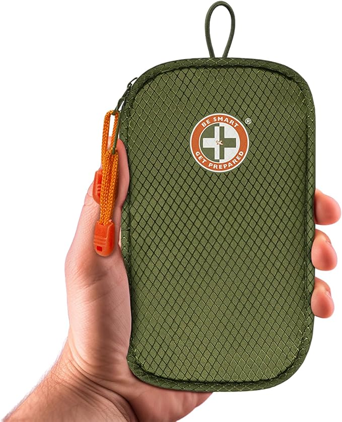 Be Smart Get Prepared's 125 Pieces Travel First aid kit, Carry-on Travel Essentials– PPE, Camping, Hiking, Road Trips, On-The-Go