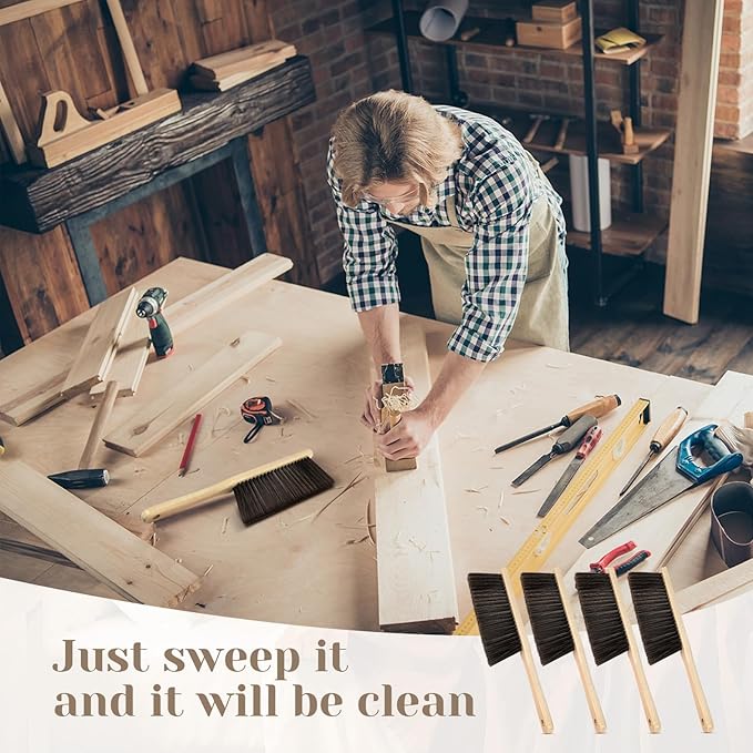 Tioncy 8 Pieces Wooden Dust Brush Bulk Hand Broom Bench Soft Bristle Cleaning Outdoor Furniture Brushes with Long Wood Handle for Cleaning Car Bed Sofa Fireplace Couch Clothes