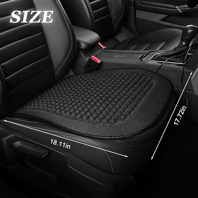 Car Front Seat Bottom Cover, Cool Breathable Anti-Slip Vehicle Driver Seat Protector Cushion, Comfortable Auto Interior Chair Protection Pad Mat, Universal for Truck SUV Sedan (Black)