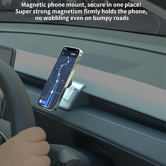 Phone Mount for Tesla New Model Y Juniper 2026 2025 Model 3 Highland Accessories Phone Holder Fit for All Phone MagSafe Car Mount [Strongest Magnet Power]