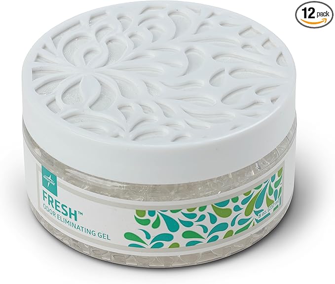Medline Naturally Fresh Odor Eliminator Gel Beads, Neutral Scent with Eucalyptus & Clove, Air Freshener for Home, 8 oz. Jar, Pack of 12