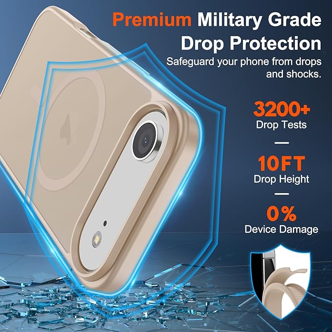 SUPFINE Magnetic for iPhone Air Case (Compatible with MagSafe)(Military Grade Drop Protection) Slim Translucent Matte Shockproof with Anti-Fingerprint Phone Cover for 17 Air,Desert Gold