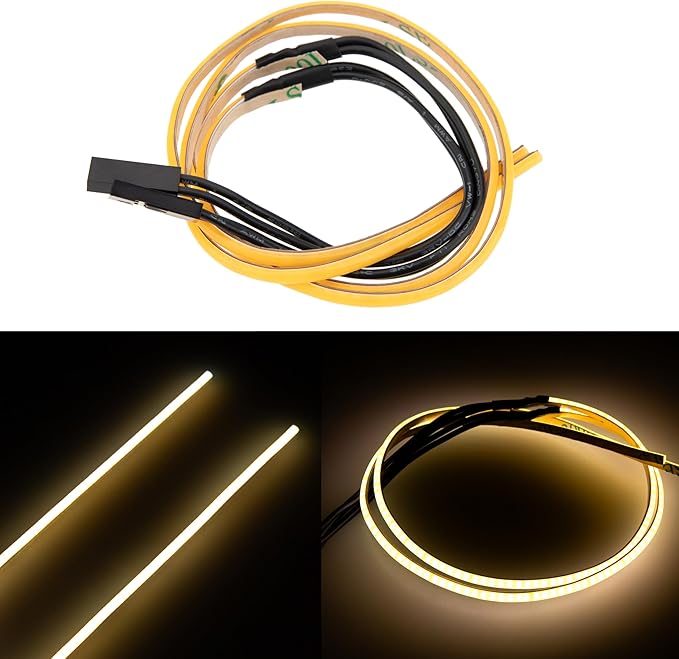 MEUS RACING RC LED Strip Colored Light Strip Flexible Cuttable for TRX4M SCX24 1/24 1/18 RC Crawlers Upgrade(Yellow)
