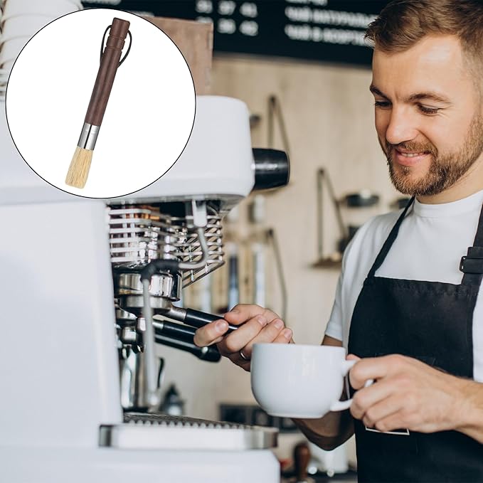 3 Pack Coffee Grinder Brush, Espresso Machine Brush with Wooden Handle and Natural Bristles, Coffee Grinder Cleaning Brushes for Home Kitchen Barista Espresso Machine