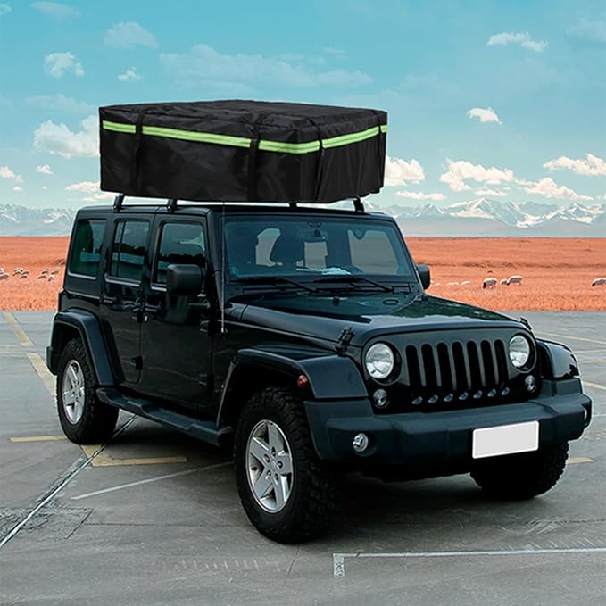 Car Roof Bag 425L/486L, Rooftop top Cargo Carrier Bag with Night Reflective Strip Universal Luggage Bag Storage Cube Bag for Travel Camping (L) (M)