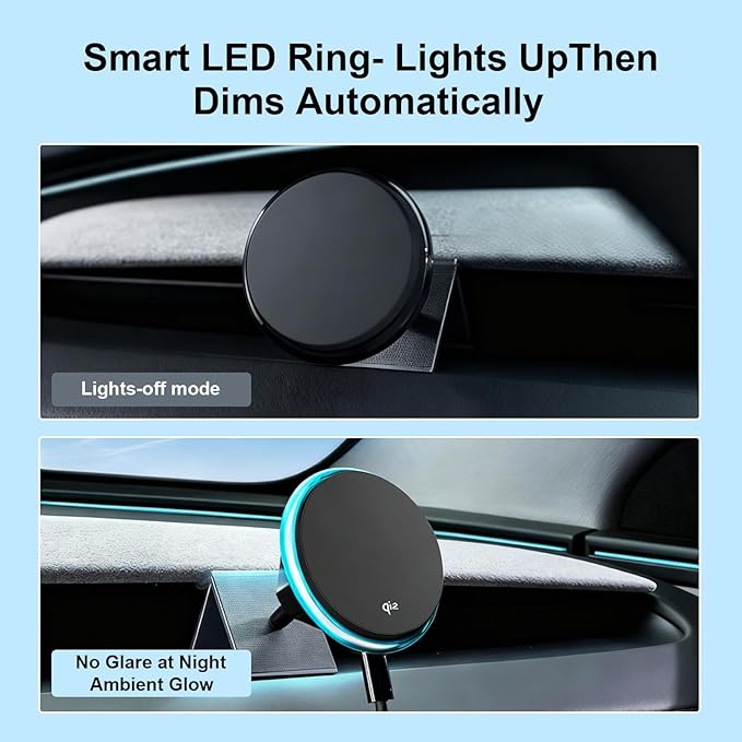 Wireless Car Mount Charger Fast Charging for Tesla Model 3/Y/3 Highland/Y Juniper (Model 3 17-23& Model Y 20-24, with OBD Charger)