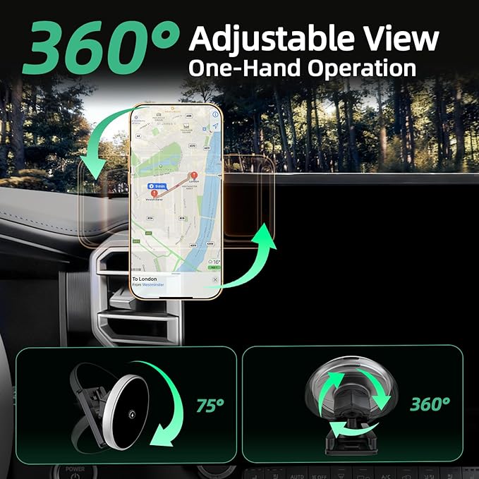 Phone Holder for for Toyota Tundra (2022-2025 2026, 14 Inch) / Toyota Sequoia (2023-26), MagSafe Car Mount Charger,Magnetic Holder,15W Wireless Charging,360° & Hands Free,3rd Gen Tundra Car Gadgets