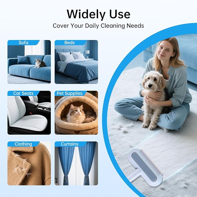 Multifunctional Pet Hair Remover Tool for Furniture, Reusable Washable Dog and Cat Hair Lint Removal Brush, 4 in 1 17.3Inch Extendable, Adjustable Lint Brush
