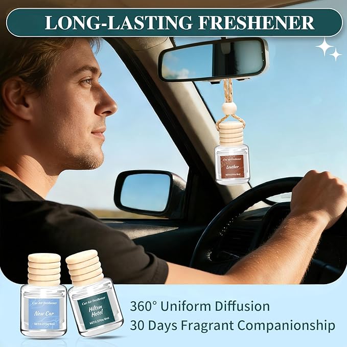 6 Pack Premium Car Air Freshener, Long Lasting Luxury Diffuser Set, Hanging Executive Vehicle Interior Decor Scent Unisex