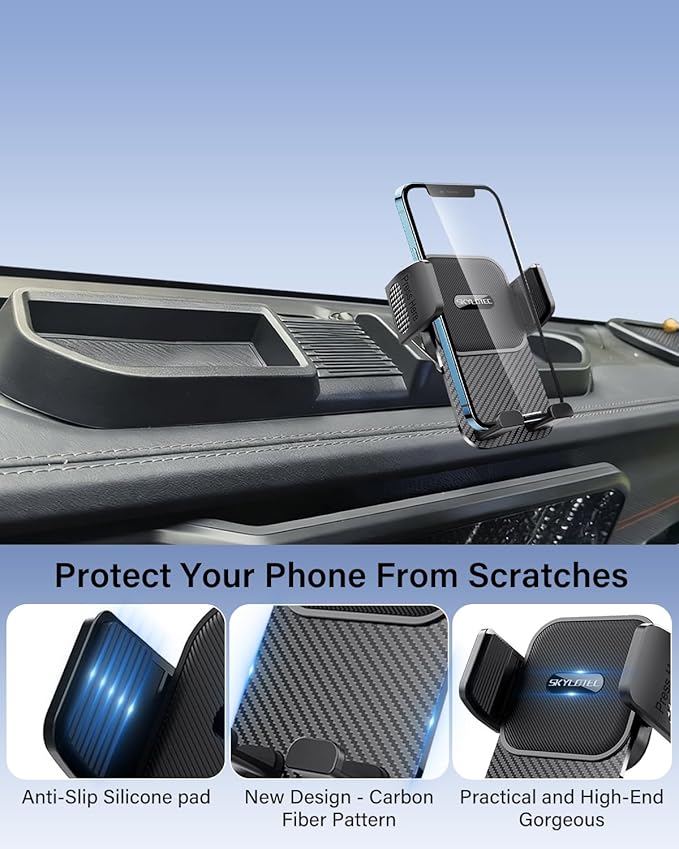 SKYLOTEC Phone Holder for Jeep Wrangler JL 4XE 2021 2022 2023 Accessories Automobile Cradles Phone Mount, Dashboard Mount Dash Tray Not Block Air Vent(Not Fit 4X4/Gladiator)