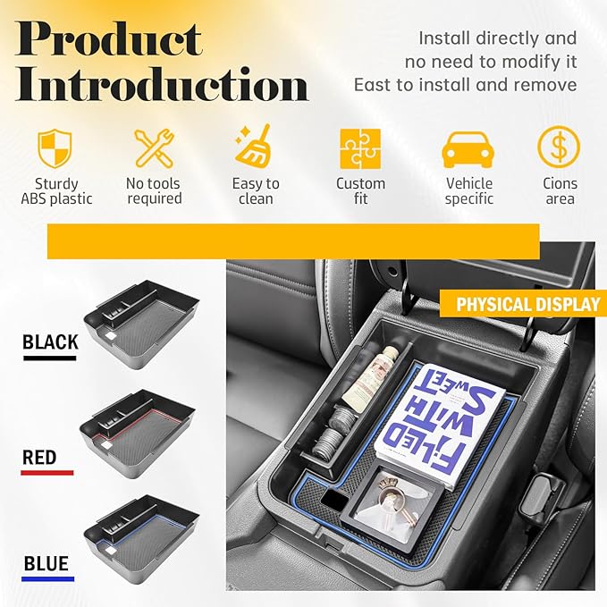 Center Console Organizer Tray Compatible with Nissan Sentra 2020 2021 2022 2023 2024 2025 Accessories, Middle Console Organizer for 2020-2025 Sentra Armrest Storage Box Coin Holder, blue trim