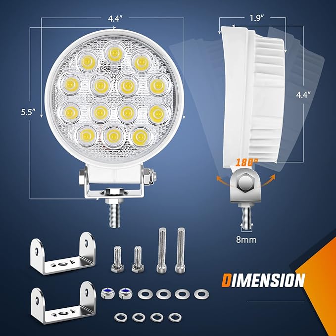 Nilight Marine LED Pods 2Pcs 4.5Inch 42W 4200LM White Round Light Flood Beam Ponton Boat Deck Dock Lights for Night Fishing T-top Stern Yacht Kayak Port Sailboat, 2 Years Warranty