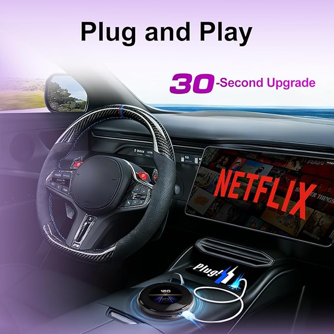 CarPlay Magic AI Box with 3.2” Touchscreen, Supports OEM Wired & Wireless CarPlay, Android 14 Wireless CarPlay & Android Auto for BMW, Mercedes, Audi, Porsche, Netflix YouTube, 4G LTE, Plug & Play