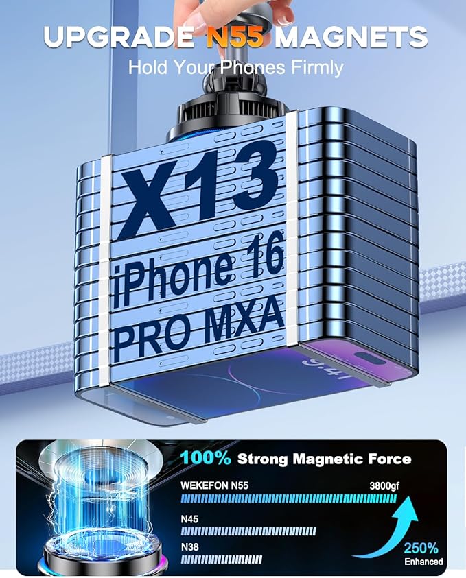 for MagSafe Car Mount Charger, [TEC & Fan Cooling] 15W Fast Charging Magnetic Wireless Car Charger, [3800gf Ultra Magnet] Magnetic Phone Holder for Your Car, 360° Vent Car Bracket for iPhone & Android